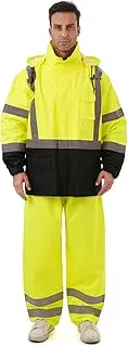 [DPSAFETY] Hi Vis Safety rain Jacket，Reflective Class 3 Rain coat High Visibility Waterproof work Rain Suits