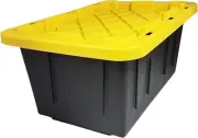 2-Pack Durabilt Storage, Heavy Duty Stackable Bins, 15 Gallon, Black/Yellow