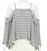 BNWT:BEAUTIFUL SASS&BIDE GEO TALES PRINT FLARE-SLEEVED RELAXED FIT TOP AUS 8/10