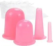 Cupping Glasses Silicone Set, Cupping Silicone Vacuum Cup, 4 Pieces, Cupping Glasses for Neck, Face, Body with Storage Bag, Cellulite Cup Cupping Massage Tools, Cupping Therapy
