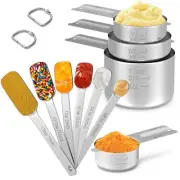 Stainless Steel Measuring Cups & Spoons Set for Cooking and Baking, Nesting M...