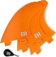 Eisbach Riders Surfboard FCS Thruster Fin Set with Fin Key (Size G3 Small) - Fins for Surfboard and SUP (Orange)