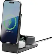 [Native Union] Rise 3-in-1 Magnetic Wireless Charger – Qi2 Certified & MagSafe – 15W Fast-Charging Foldable Charging Stand for iPhone 16/15/14/13 with Charging for AirPods (Pro) & Apple Watch (Black)