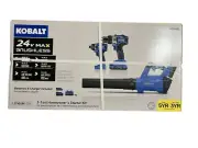 BRAND NEW Kobalt 24V Max Brushless 3pc Tool Starter Combo Kit Model #KLC 3124-03