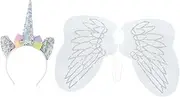 TOBBOMEY Little Girls Unicorn Masquerade Set Dress up Kit Fairy Costume Props Angel Wings