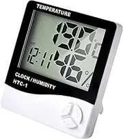 kiki fancy Indoor Digital Thermometer Hygrometer, Accurate Room Temperature Gauge Humidity Monitor with Alarm Clock LCD Display for Home Office Comfort Reptile Thermometer