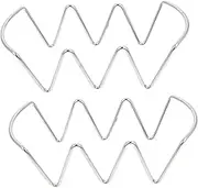 SECFOU 2Pcs Stainless Steel Taco Holder Racks Kitchen Supplies for Taco Making Fried Food Cooling Serving Wave Shaped Design for Clean Eating