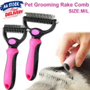 Dog Pet Cat Fur Dematting Grooming Deshedding Trimmer Tool Comb Brush M/L NEW