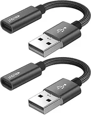 USB C Female to USB Male Adapter (2-Pack),Type C to USB A Charger Cable Adapter, Compatible with iPhone 16 15 15 Pro Max,iPad 2018,Samsung Galaxy Note 10 S22 S21 S20+ Plus Ultra,Google Pixel 4 3