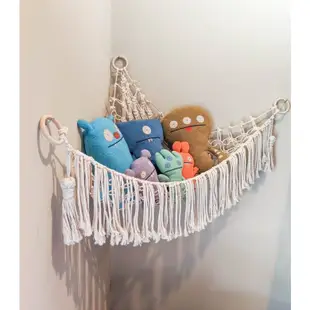 ⭐{尼可白LIFE}⭐編織棉繩網兜 toy hammock牆角網 兒童吊床玩具收納