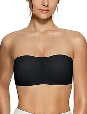 [Vertvie] Women's Wireless Strapless Bra Seamless Padded Bandeau Bra Non-Slip Silicone Tube Top Push Up Convertible Bralette