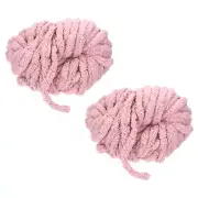 2pcs Chunky Yarn Bulky Thick Fluffy Yarn for Crochet Blanket,Pink