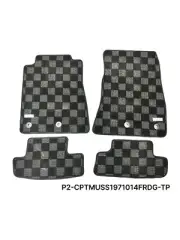 P2M Checkered Carpet Floor Mats Front & Rear Set for Ford Mustang S197 10-14 New