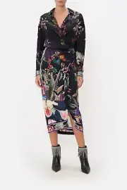 NEW $799 CAMILLA PARADISO PLACE TWIST FRONT SHIRT DRESS SILK CRYSTALS S
