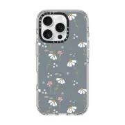 iPhone 16 Pro Clear Case MagSafe Compatible Wildflower Pattern in Blue