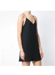 NWT ALICE AND OLIVIA Jameson Studded Silk Dress In Black- Size Small