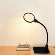 Desk Lamp Hands Free Magnifying Glass with Light and Stand with 5X 15x