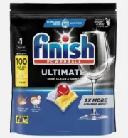 Finish Ultimate Dishwashing Lemon Sparkle 100 Tablets New
