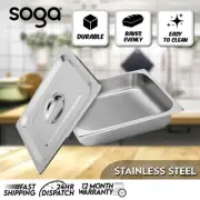 SOGA Gastronorm GN Pan Full Size 1/2 Pan 6.5cm Deep Stainless Steel Tray W/ Lid