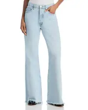 Frame The Lax High Rise Flare Jeans in Wisp Raw Fray
