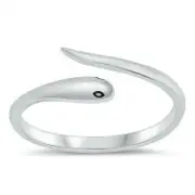 Snake Ring Genuine Solid Sterling Silver 925 Oxidized Face Height 8 mm Size 10