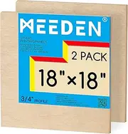 MEEDEN Unfinished Wood Canvas Board: 3/4” Deep 18x18” Wooden Canvas Panel Pack of 2 - Blank Cradled Wood Art Board for Painting