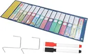 JEWEDECO Schedule Hanging Bag Pocket Charts Chores Chart for Visual Schedule Preschool Classroom Must Haves Teacher Organization Teacher Stuff Home School Essentials Blue Paper Card