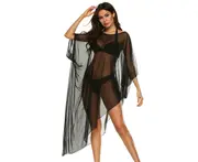 Womens Mesh Beachwear Cover Up Beach Bikini Swimsuit Cover-ups Dress-black