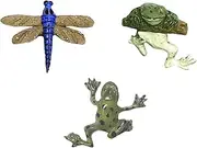 [Generic] Dragonfly Frog & Hanging Frog Wearable Pins (Set of 3), Small, Resin, no gemstone