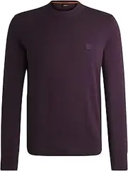 [BOSS] Men's Kanovano S Regular Fit Cotton Pullover with Cashmere Content and Logo Patch