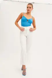 White Mid Rise Pant Tailored Wide Leg - Size 14, Women's Wide Leg Pants