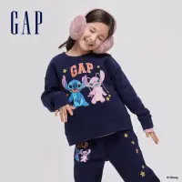 在飛比找momo購物網優惠-【GAP】女童裝 Gap x 史迪奇聯名 Logo印花刷毛圓