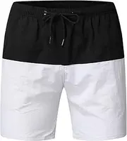 [Aosufei] Men's Adjustable Elastic Waist Stretchy Shorts Loose Elastic Waist Swim Trunks Quick Dry Casual Holiday Shorts