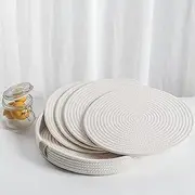 Art PineCone Round Placemats Set of 4, White Placemat-Woven Cotton Rope Chargers for Dinner Plates, Non-Slip, Heat Resistant Table Decor, Boho Farmhouse Kitchen Decor (Off White, 13 inch)