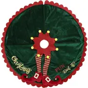 36 Inch Mini Elf Christmas Tree Skirt with Candy Striped Legs, Red and Green Tree Skirt Christmas Decor Xmas