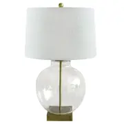 [Florabelle Living] Ellyn Glass and Brass Lamp with White Linen Shade