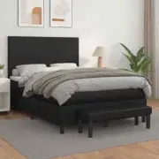 Box Spring Bed with Mattress Black 137x187 cm Double Size Faux Leather