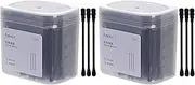 PACKOVE 2 Boxes Black Cotton Swabs Natural Double Tipped Cotton Buds Ear Swabs Flattened Tip Cosmetic Makeup Applicator for Cleaning Makeup