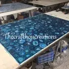 Blue Agate Geode Coffee Table Top, Agate Center Sofa Table Christmas Sale 36x24