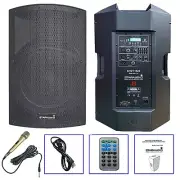 15" Powered Karaoke Audio PA Speaker Bluetoot Speaker W/Wired KTV Microphone Mic