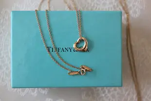 Tiffany 18k金750  黃k金 open heart 簍空愛心 迷你尺寸  項鍊 二手真品 草寫 新版