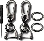 2 Sets Car Keychain Imeisuit car key clip Quick-Release Horseshoe Shape D-Ring Key Fob Holder with Round Carabiner Keychain