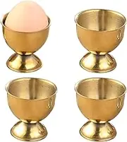 Lopsity 4PCS Stainless Steel Egg Cups Set Egg Cups Soft Boiled Egg Stand Holder Stainless Steel Egg Cup Tray Home Kitchen Supplies Kitchen Holder Tools for Eggs (Gold)