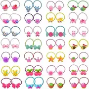50 Pcs (25 Pairs) Cartoon Elastic Hair Ties Little Girls' Small Ropes Toddlers' Ponytail Holder