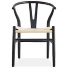 Anemone Set of 4 Wishbone Dining Chair Beech Timber Replica Hans Wenger - Black