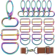 PECMER Rainbow Swivel Hardware Buckles D Ring Clasp Set 1" Lanyard Snap Hooks 18
