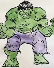incredible hulk original comic art Watercolor Painting On Paper 18x12