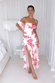 Rosella Off The Shoulder Maxi Dress Pink