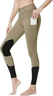 [Turnhier] Womens Horse Riding Pants Knee-Patch Equestrian Breeches Horseback Tights with Pockets