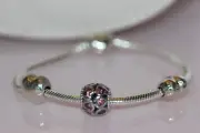 NIB PANDORA From the Heart gift set w/zip case Bracelet charm clips USB793019